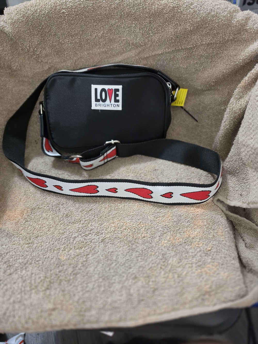 Brighton Love Essentials Black Crossbody Bag with Heart Strap